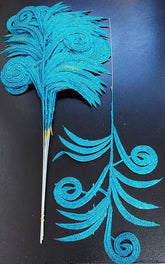 Frunze decorative turcoaz cu sclipici - 12 buc/set